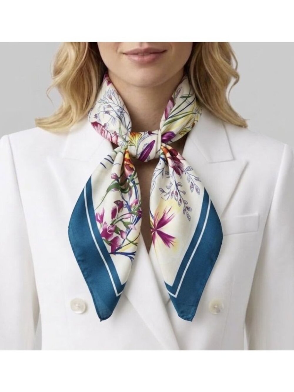 ⭐Luxur Elegant Purple Floral Silky Square Scarf Leaf Floral Print headband hijab